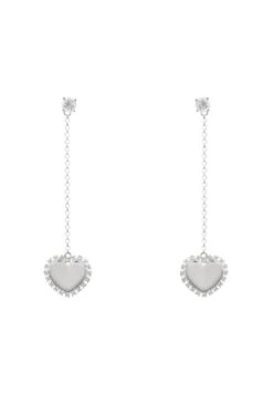 Latelita Heart Mirrored Drop Earrings Silver