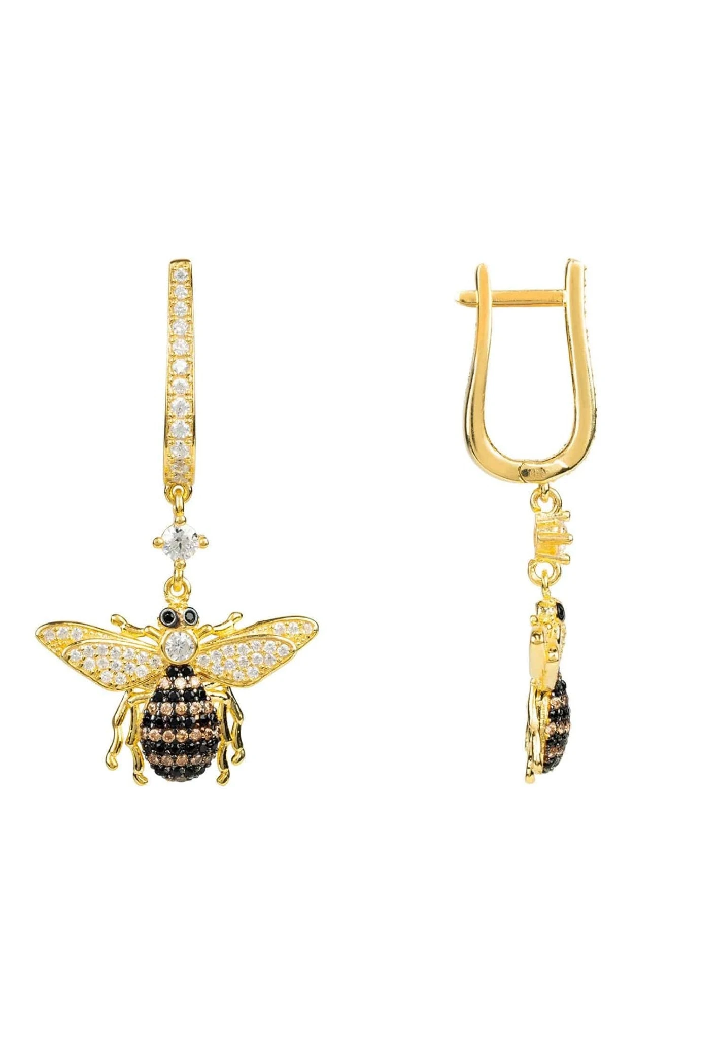 Latelita Honey Bee Drop Earrings Gold 5 Latelita Honey Bee Drop Earrings Gold - Image 3