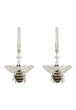 Latelita Honey Bee Drop Earrings Silver