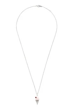 Latelita Ice Cream Cone Enamel Necklace Silver -Latelitla Store ice cream cone enamel necklace silver 840493