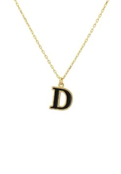 Latelita Initial Enamel Necklace Gold D