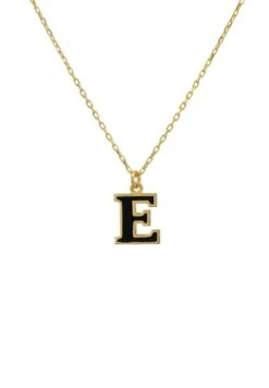 Latelita Initial Enamel Necklace Gold E