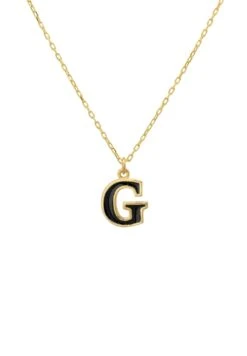 Latelita Initial Enamel Necklace Gold G