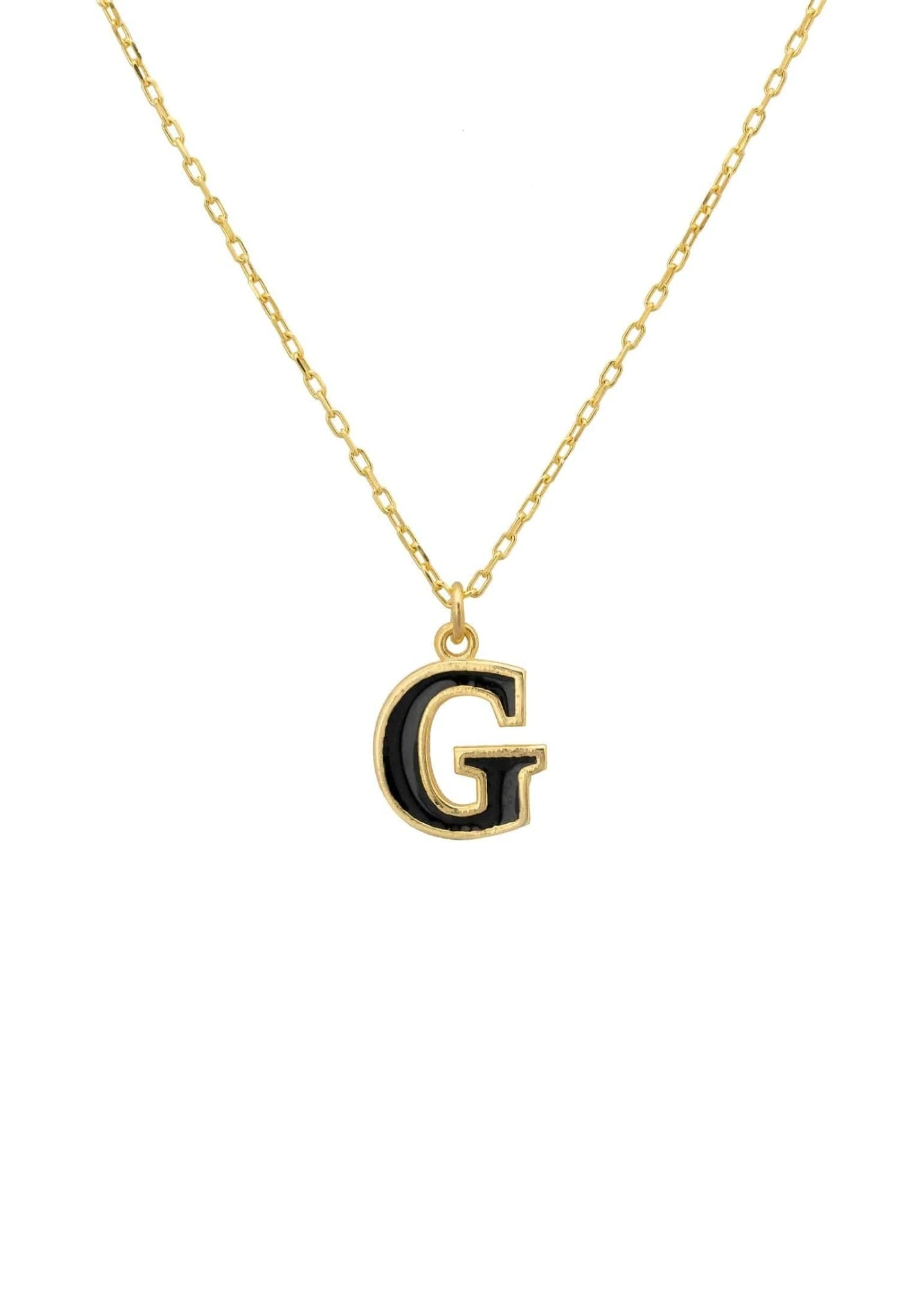 Latelita Initial Enamel Necklace Gold G 3 Latelita Initial Enamel Necklace Gold G