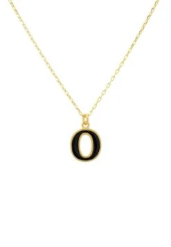 Latelita Initial Enamel Necklace Gold O
