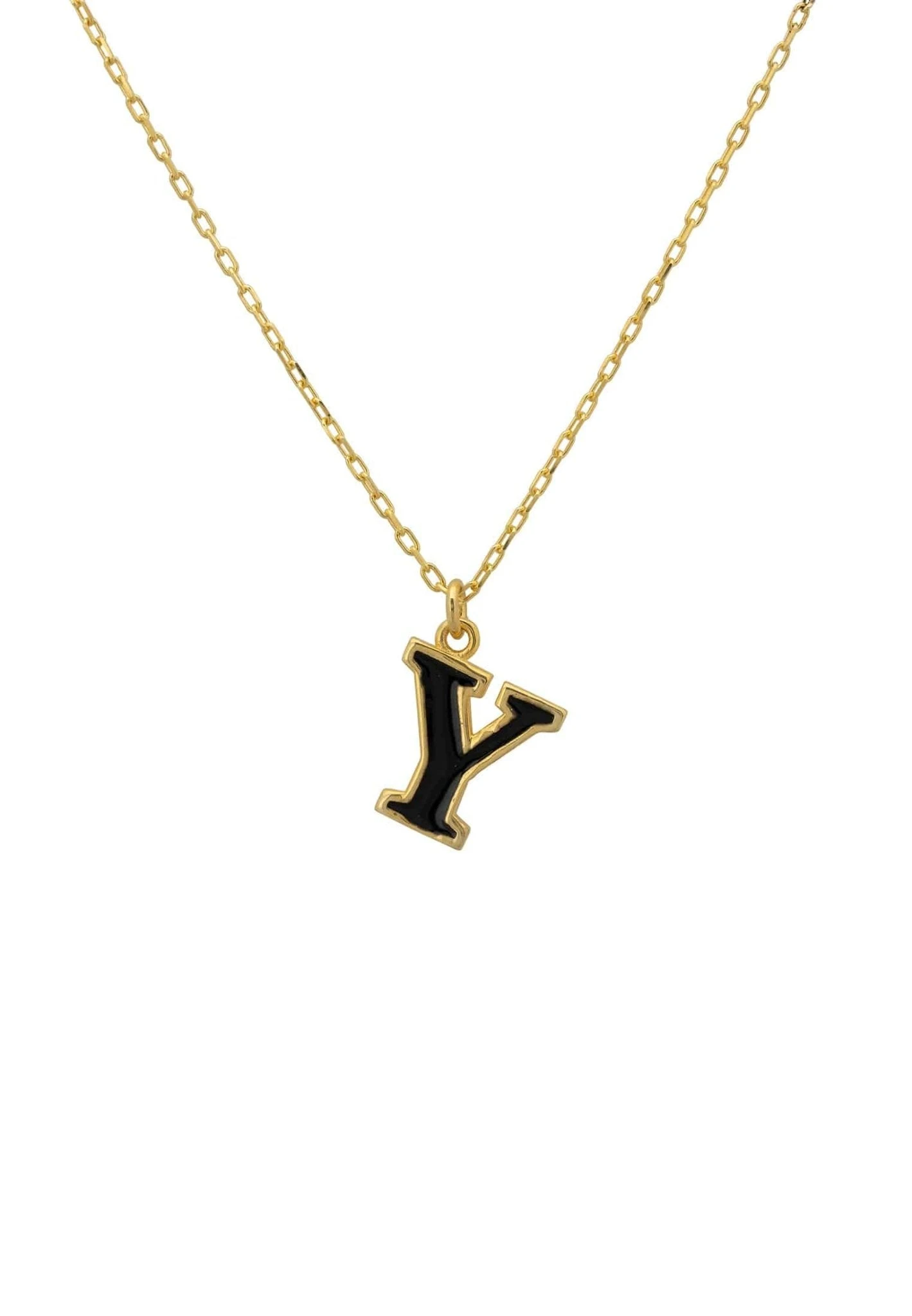 Latelita Initial Enamel Necklace Gold Y 3 Latelita Initial Enamel Necklace Gold Y
