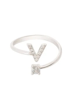 Latelita Initial Ring Silver V