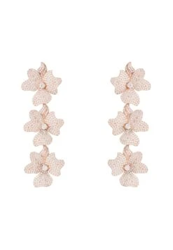 Latelita Jasmine Flower Triple Drop Earrings Rosegold