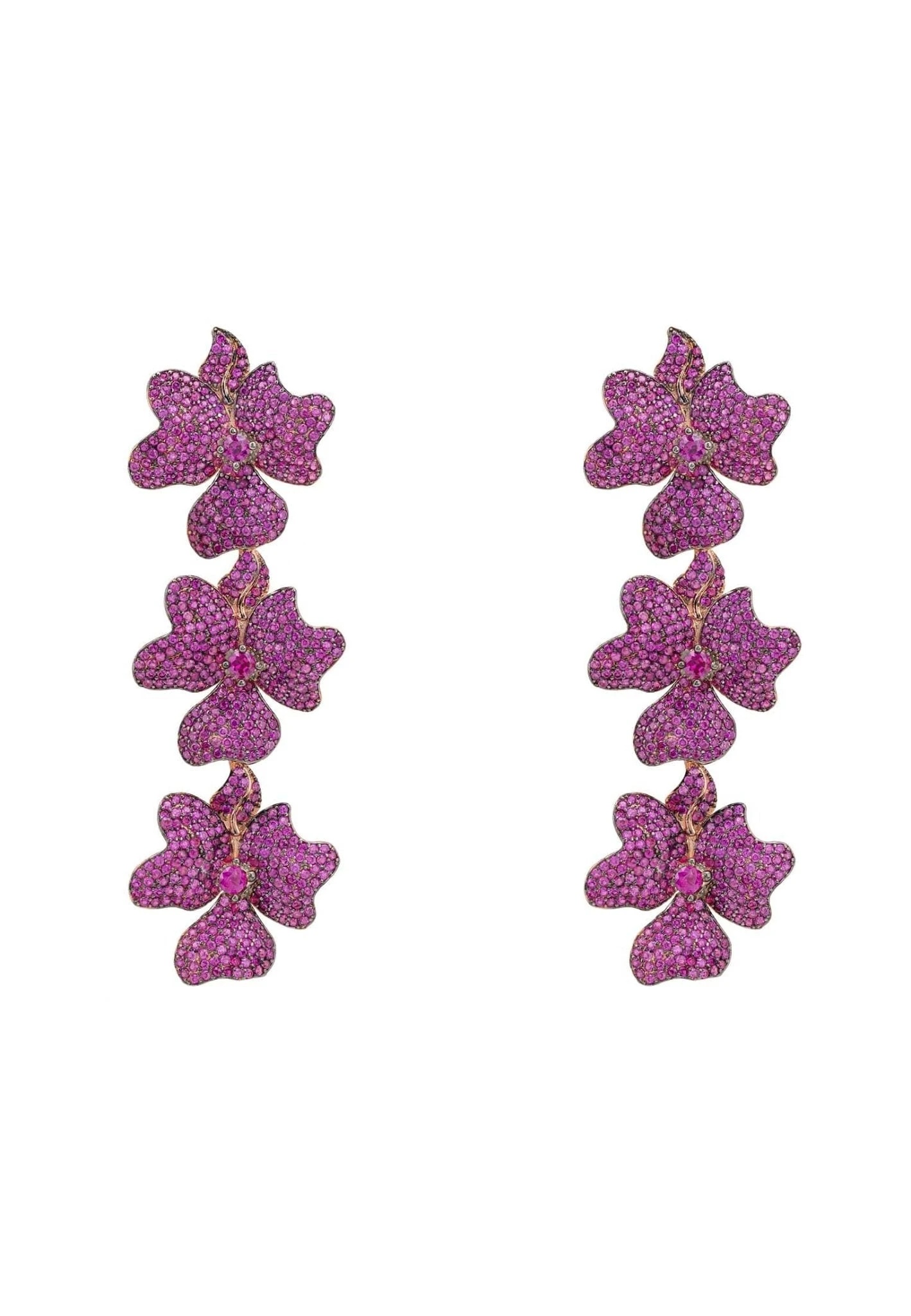 Latelita Jasmine Flower Triple Drop Earrings Rosegold Ruby 3 Latelita Jasmine Flower Triple Drop Earrings Rosegold Ruby