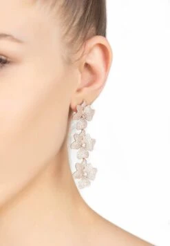 Latelita Jasmine Flower Triple Drop Earrings Silver -Latelitla Store jasmine flower triple drop earrings silver 471045