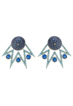 Latelita Jester Ear Jacket Convertible Earrings Blue Gold