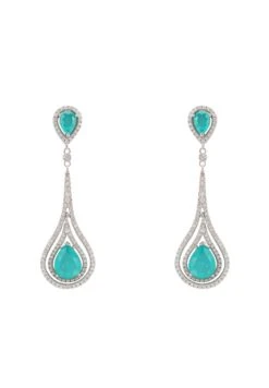 Latelita Lady Jane Pendulum Drop Earrings Silver Paraiba Tourmaline