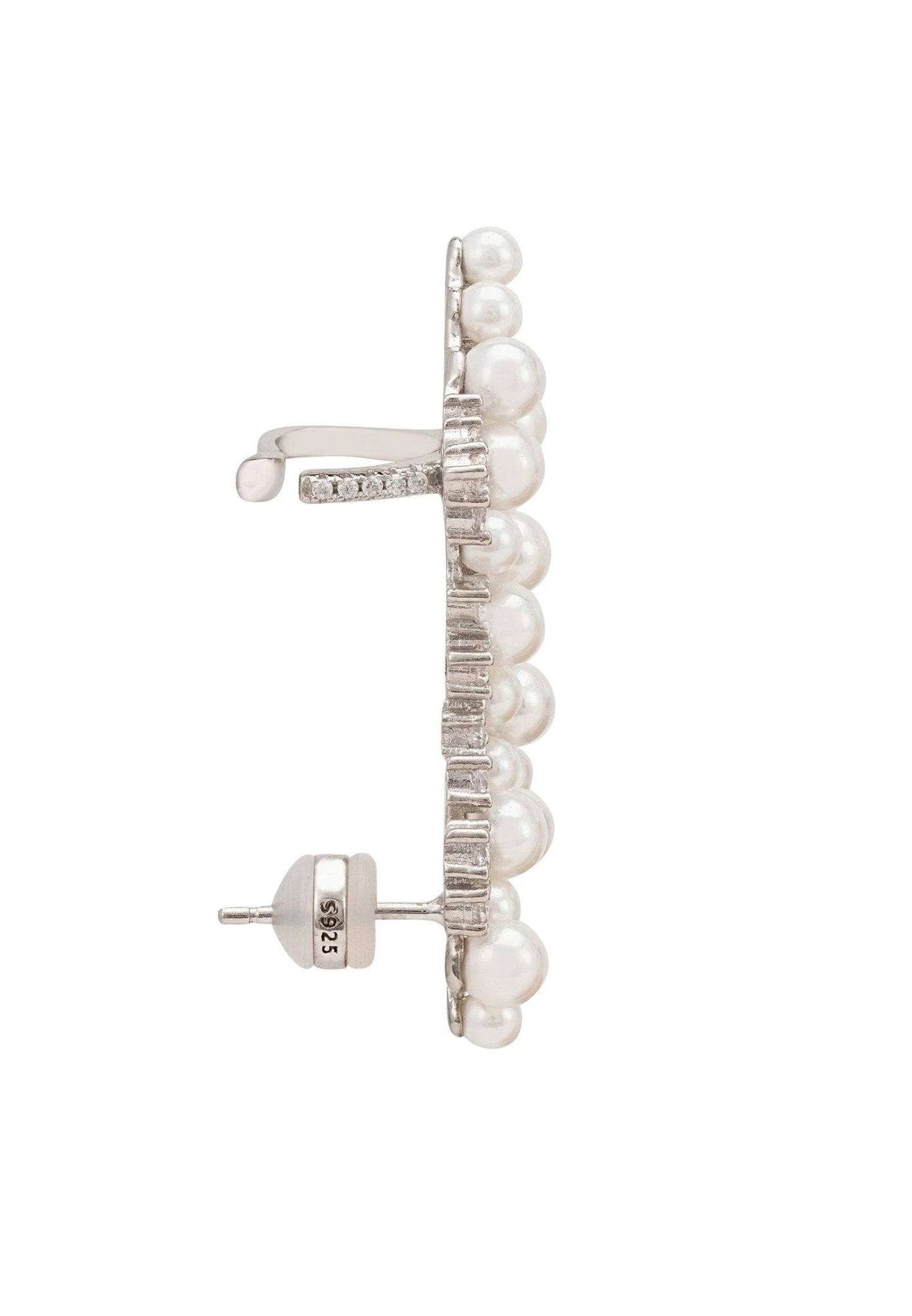 Latelita Lambeth Pearl Ear Climber Left Ear Silver 5 Latelita Lambeth Pearl Ear Climber Left Ear Silver - Image 3
