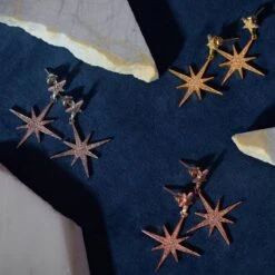 Latelita Large Star Burst Drop Earrings Rosegold -Latelitla Store large star burst drop earrings rosegold 420286