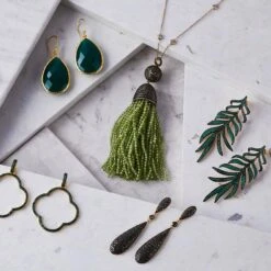 Latelita Coco`S Long Drop Earrings Peridot Green Cz -Latelitla Store latelita cocos long drop earrings peridot green cz 131846