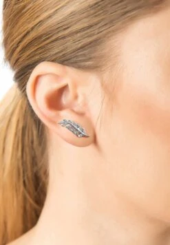 Latelitla Store -Latelitla Store leaf ear climbers silver 438999