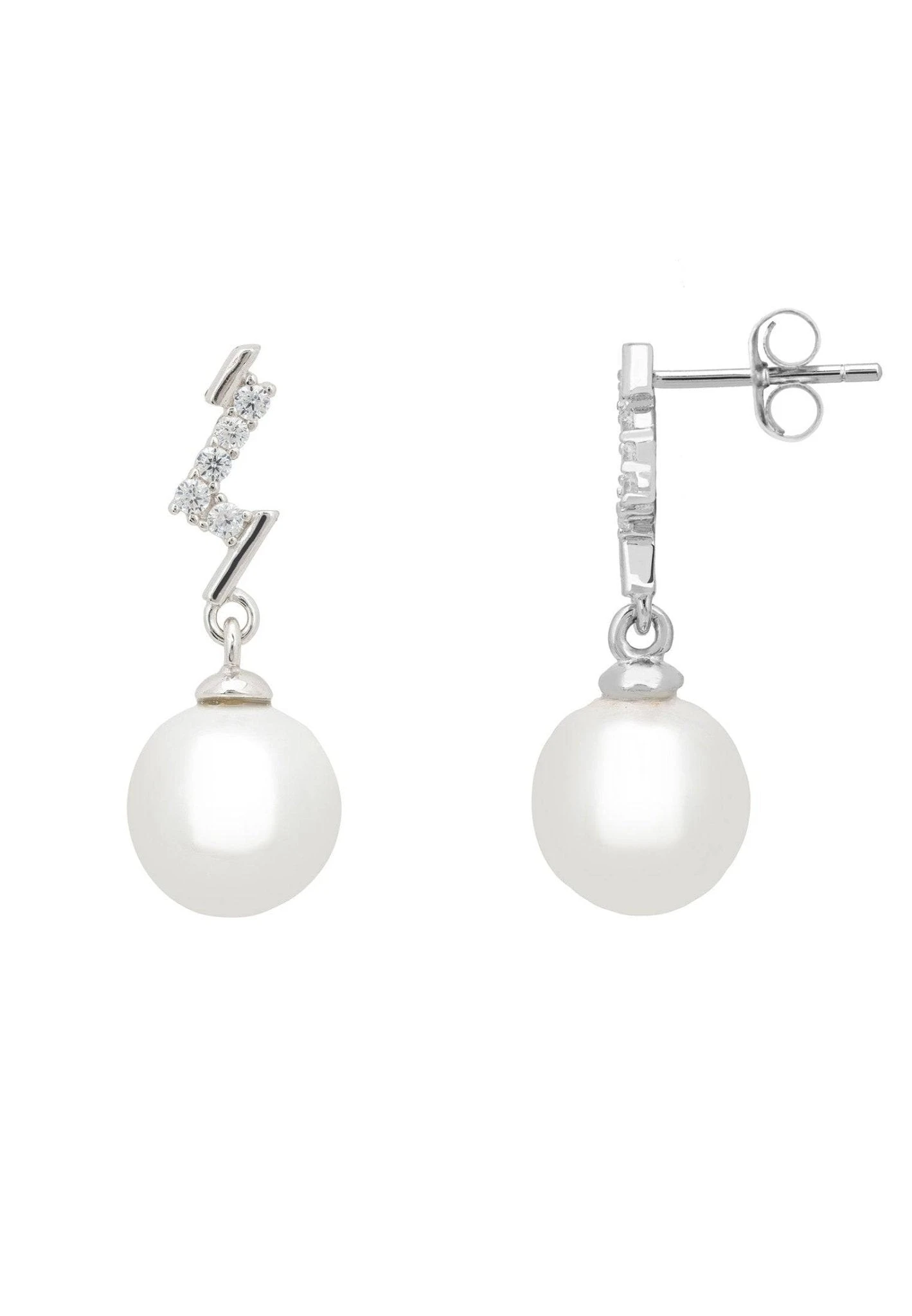 Latelita Lightning Flash Pearl Drop Earrings Silver 5 Latelita Lightning Flash Pearl Drop Earrings Silver - Image 3