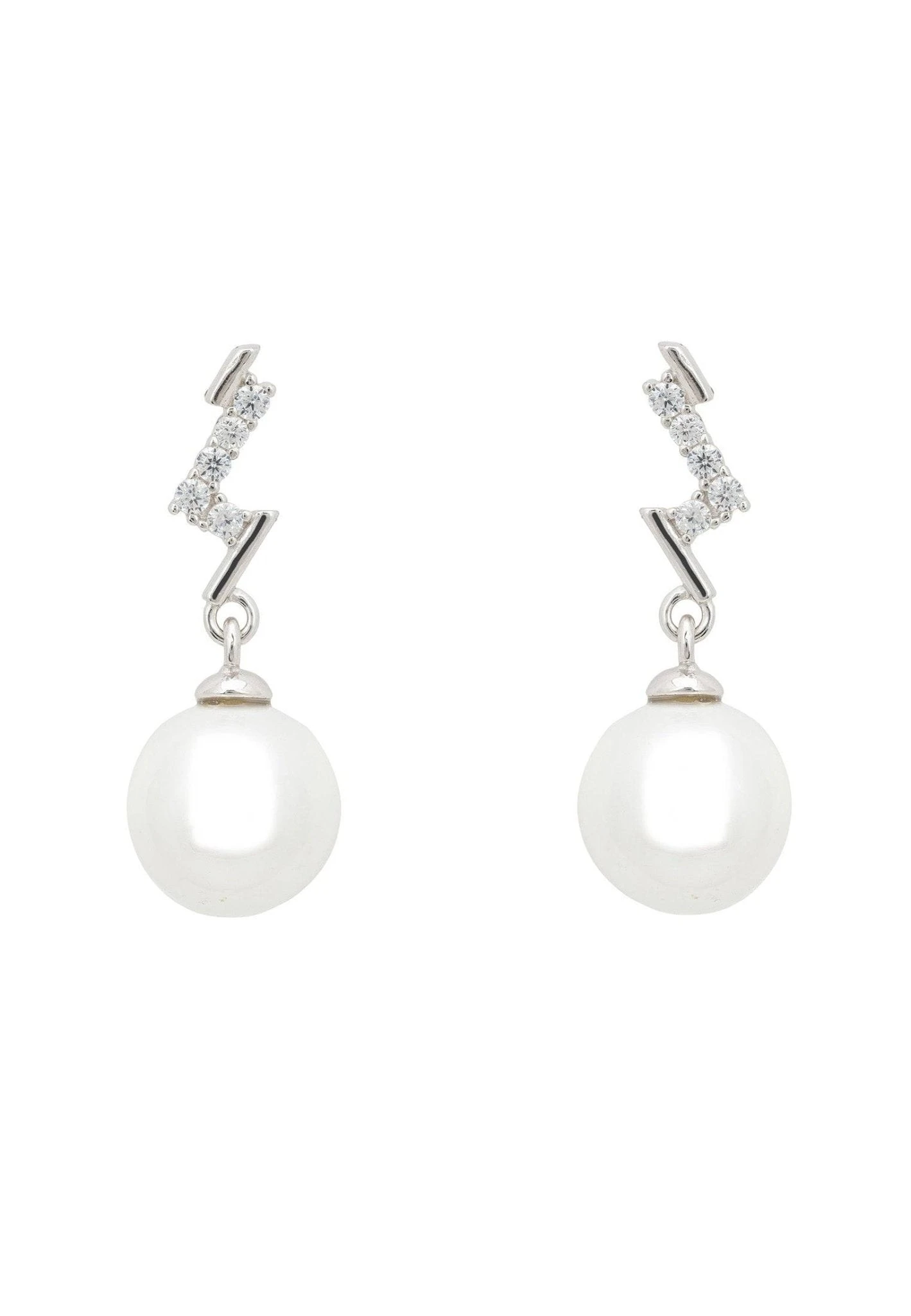Latelita Lightning Flash Pearl Drop Earrings Silver 3 Latelita Lightning Flash Pearl Drop Earrings Silver
