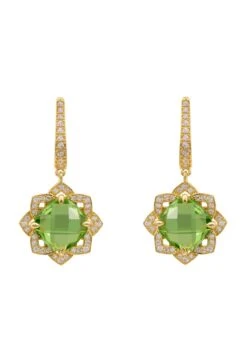 Latelita Lilian Flower Gemstone Earrings Gold Peridot