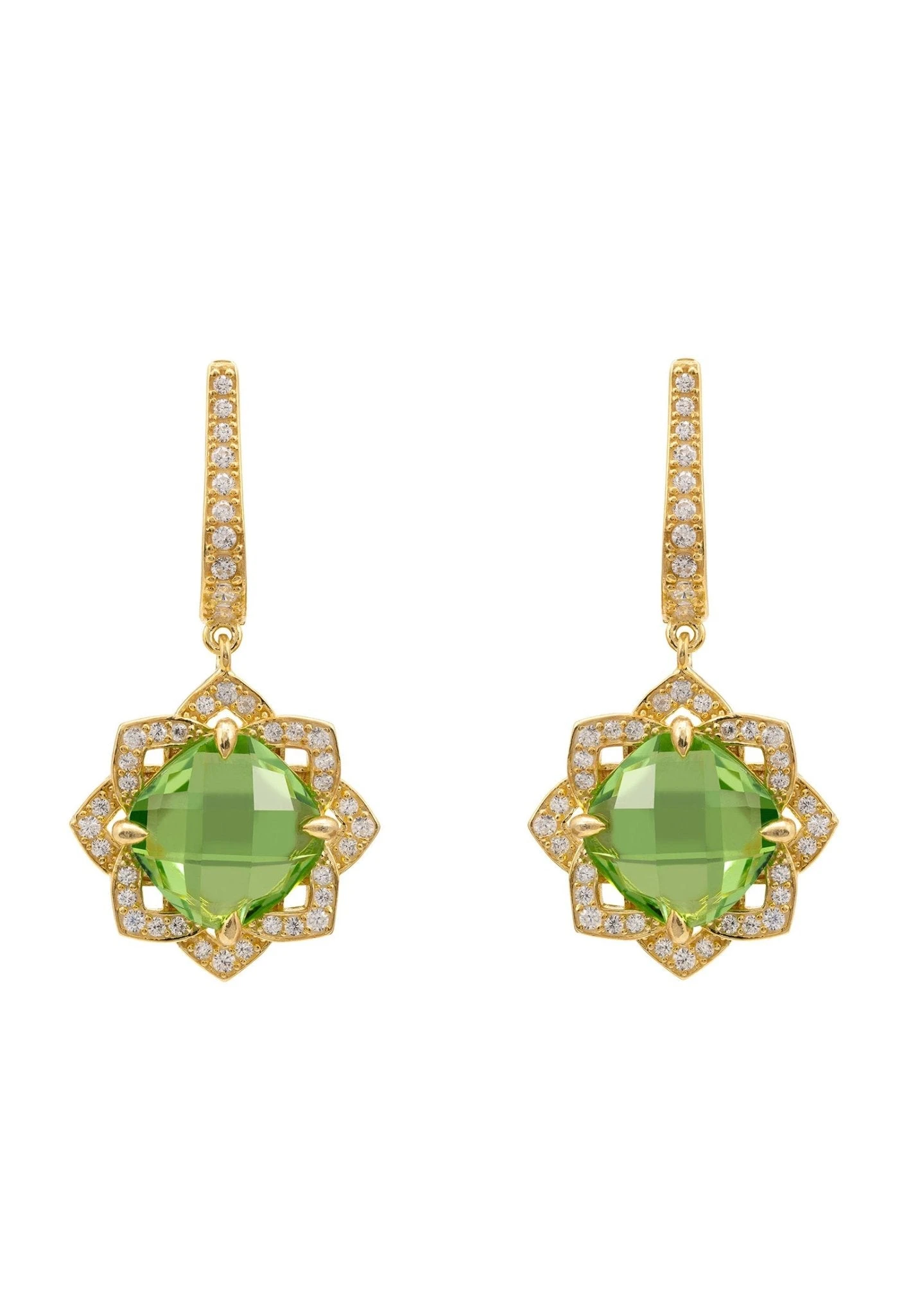 Latelita Lilian Flower Gemstone Earrings Gold Peridot 3 Latelita Lilian Flower Gemstone Earrings Gold Peridot