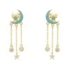 Latelita Lunar Moon Chain Drop Earrings Gold Turquoise -Latelitla Store lunar moon chain drop earrings gold turquoise 582783