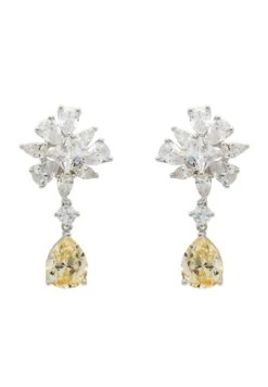Latelita Marilyn Drop Earrings Silver Yellow Topaz