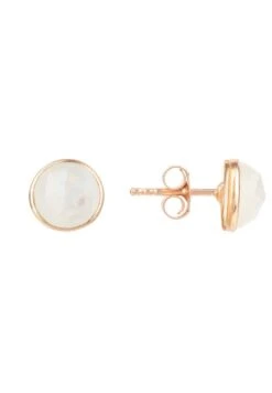 Latelita Medium Circle Gemstone Earrings Rosegold Moonstone -Latelitla Store medium circle gemstone earrings rosegold moonstone 297333