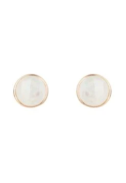 Latelita Medium Circle Gemstone Earrings Rosegold Moonstone