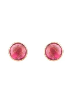 Latelita Medium Circle Gemstone Earrings Rosegold Pink Tourmaline