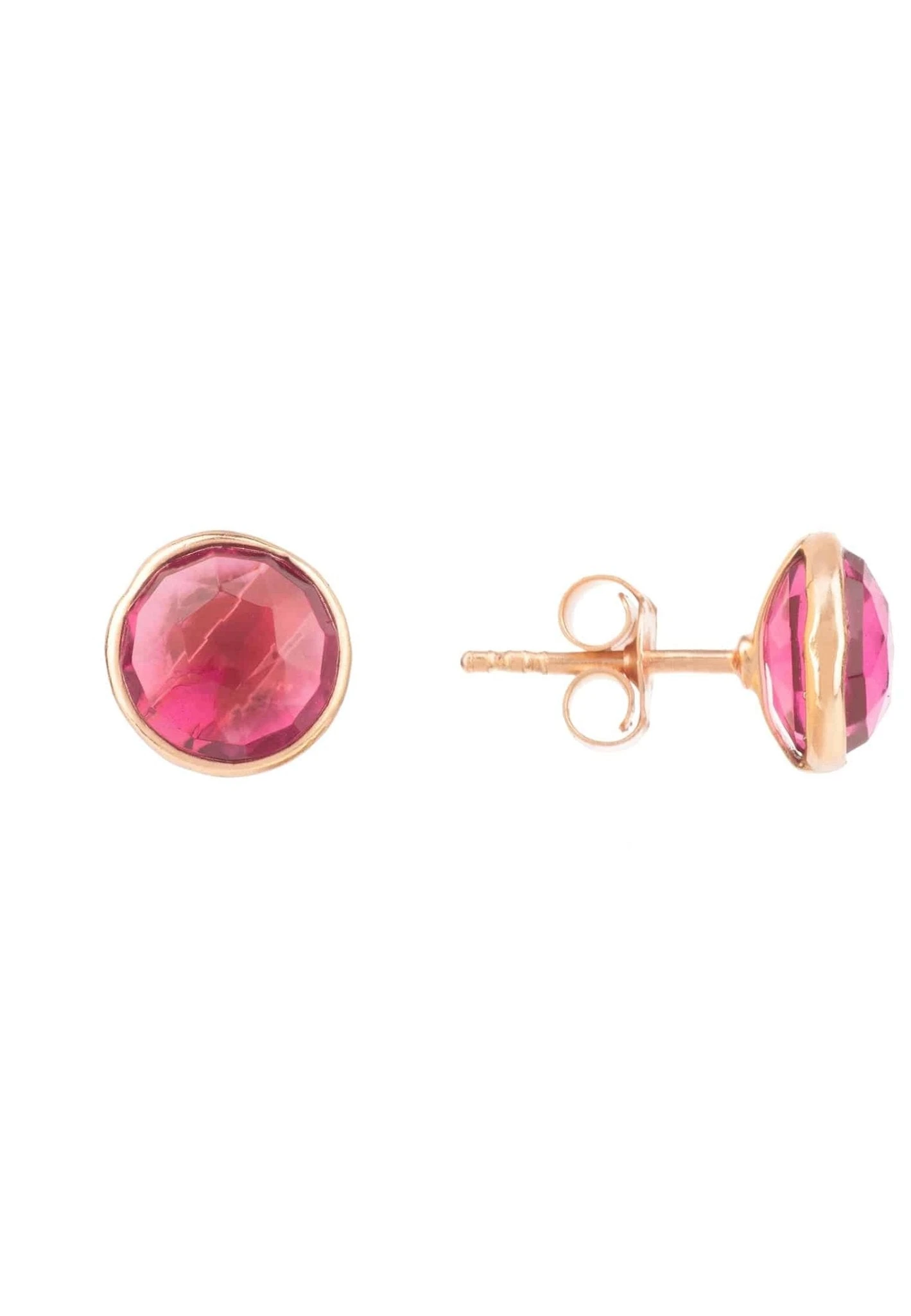 Latelita Medium Circle Gemstone Earrings Rosegold Pink Tourmaline 5 Latelita Medium Circle Gemstone Earrings Rosegold Pink Tourmaline - Image 3