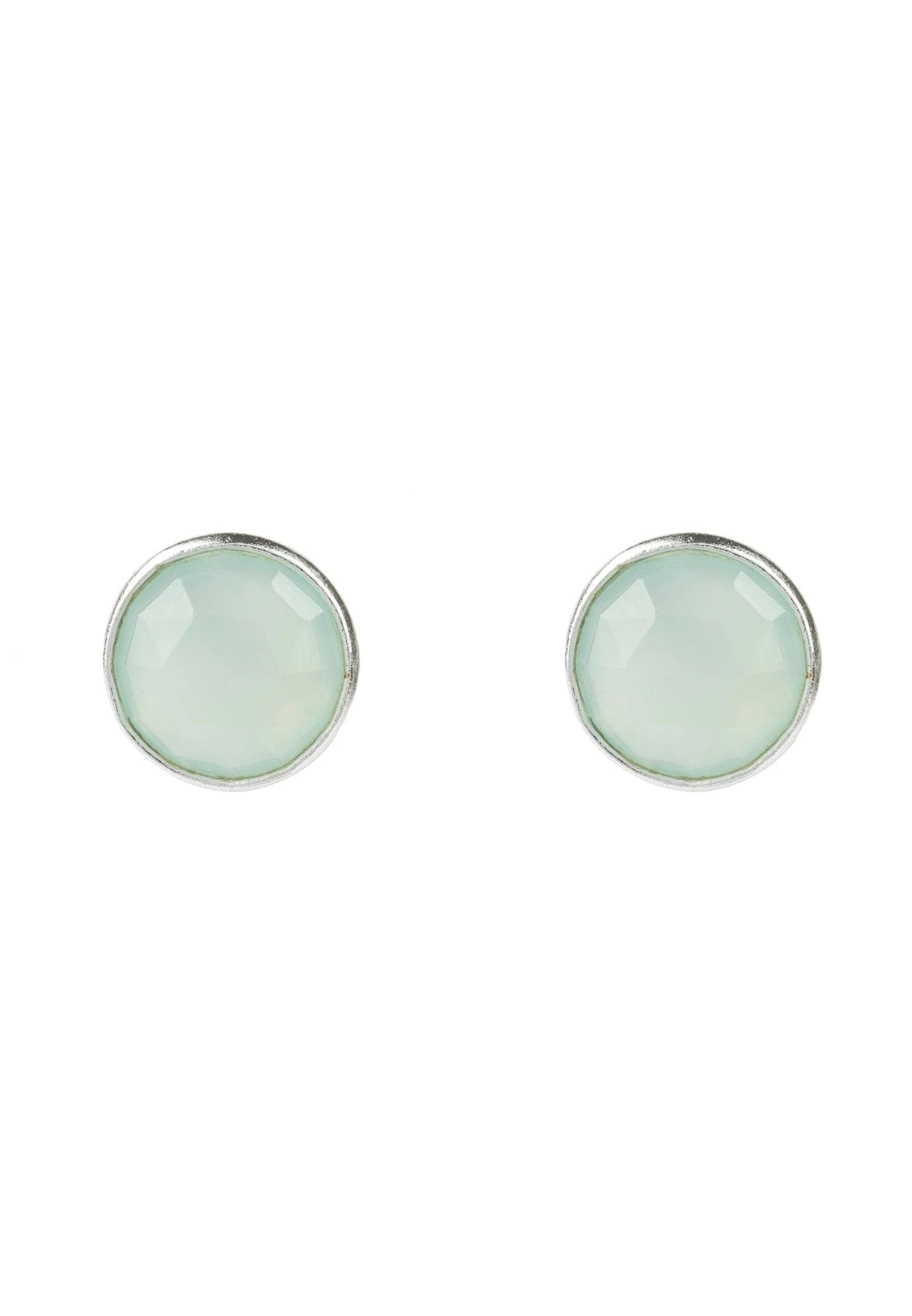 Latelita Medium Circle Gemstone Earrings Silver Aqua Chalcedony 3 Latelita Medium Circle Gemstone Earrings Silver Aqua Chalcedony