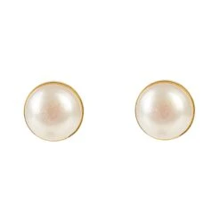 Latelita Medium Circle Gemstone Gold Pearl