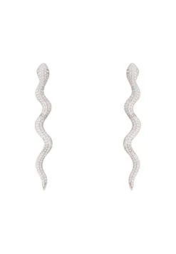 Latelita Medusa Long Serpent Stud Earrings Silver