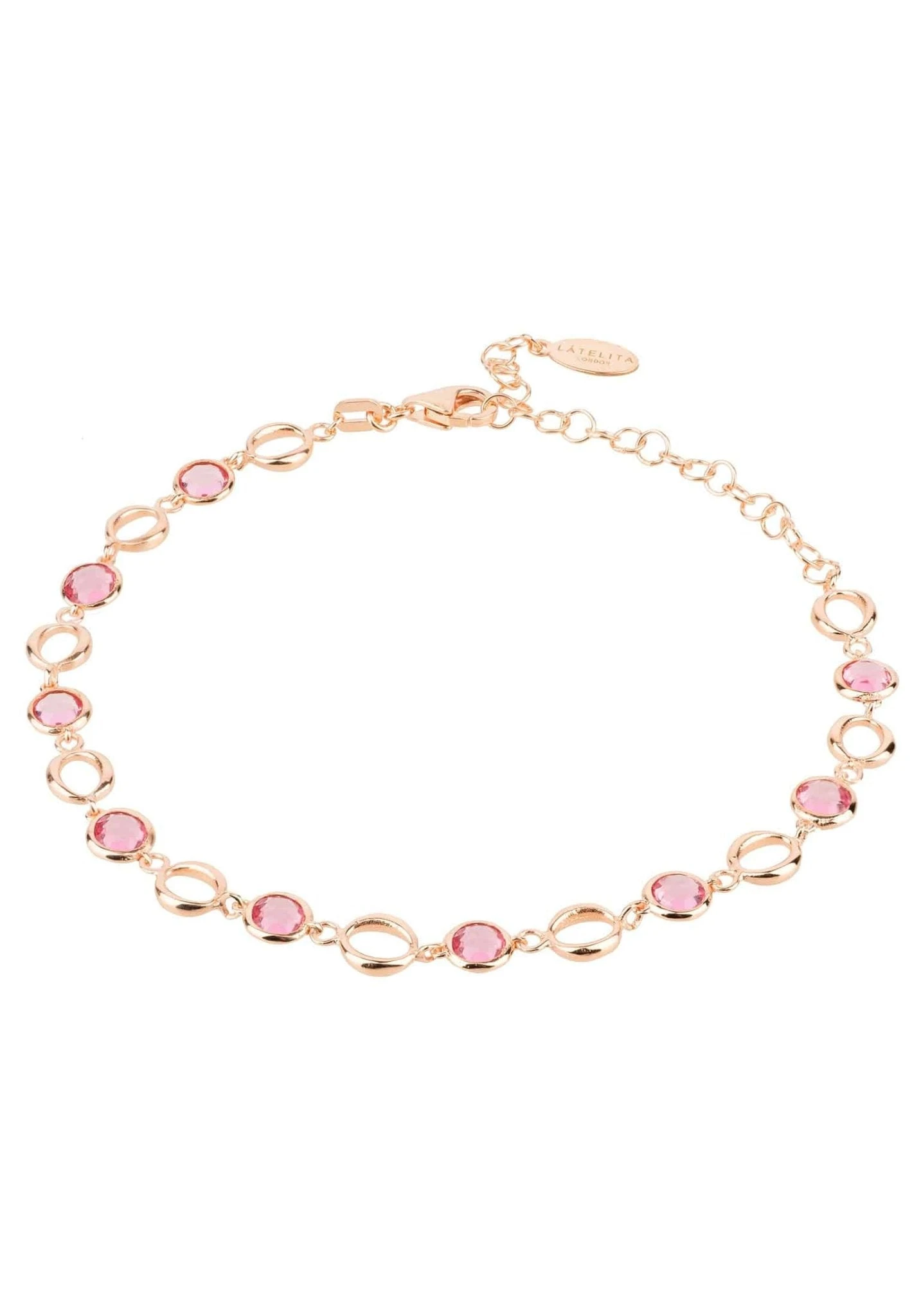 Latelita Milan Link Gemstone Bracelet Rose Gold Pink Tourmaline 5 Latelita Milan Link Gemstone Bracelet Rose Gold Pink Tourmaline - Image 3