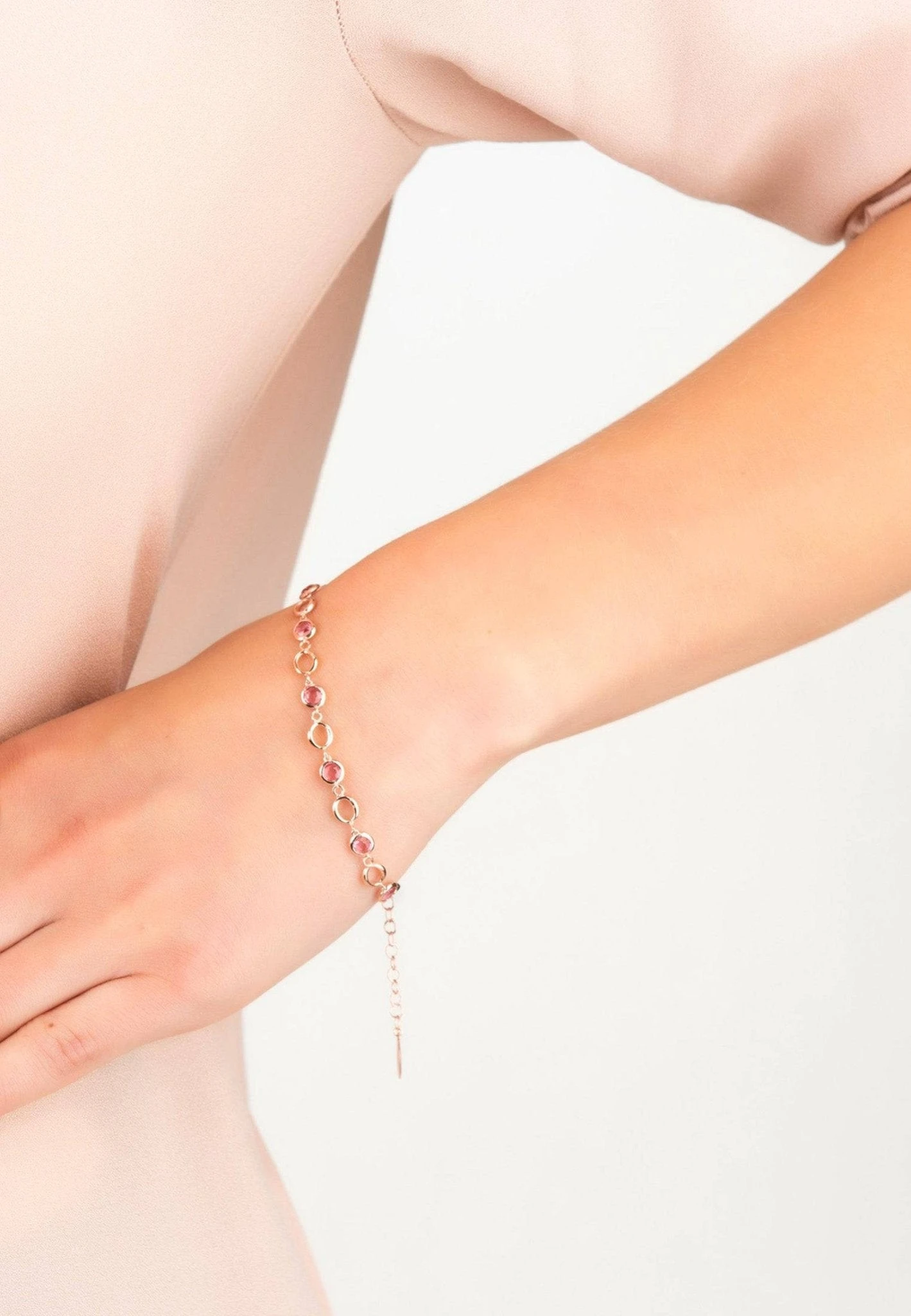 Latelita Milan Link Gemstone Bracelet Rose Gold Pink Tourmaline 4 Latelita Milan Link Gemstone Bracelet Rose Gold Pink Tourmaline - Image 2