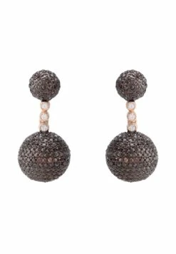 Latelita Monaco Sphere Drop Earrings Rosegold Chocolate Brown Cz