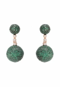Latelita Monaco Sphere Drop Earrings Rosegold Emerald Green Cz