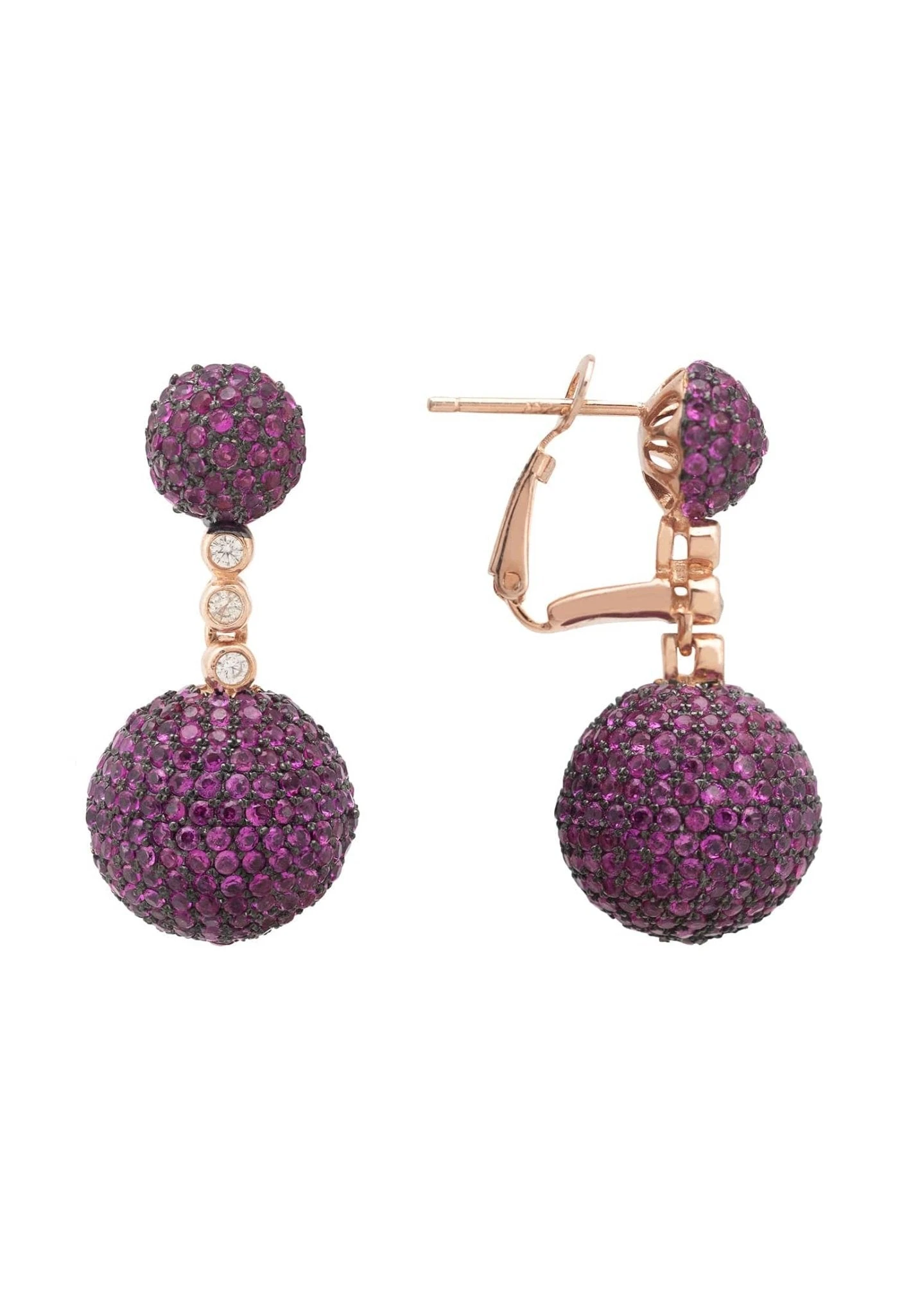 Latelita Monaco Sphere Drop Earrings Rosegold Ruby Pink Cz 5 Latelita Monaco Sphere Drop Earrings Rosegold Ruby Pink Cz - Image 3