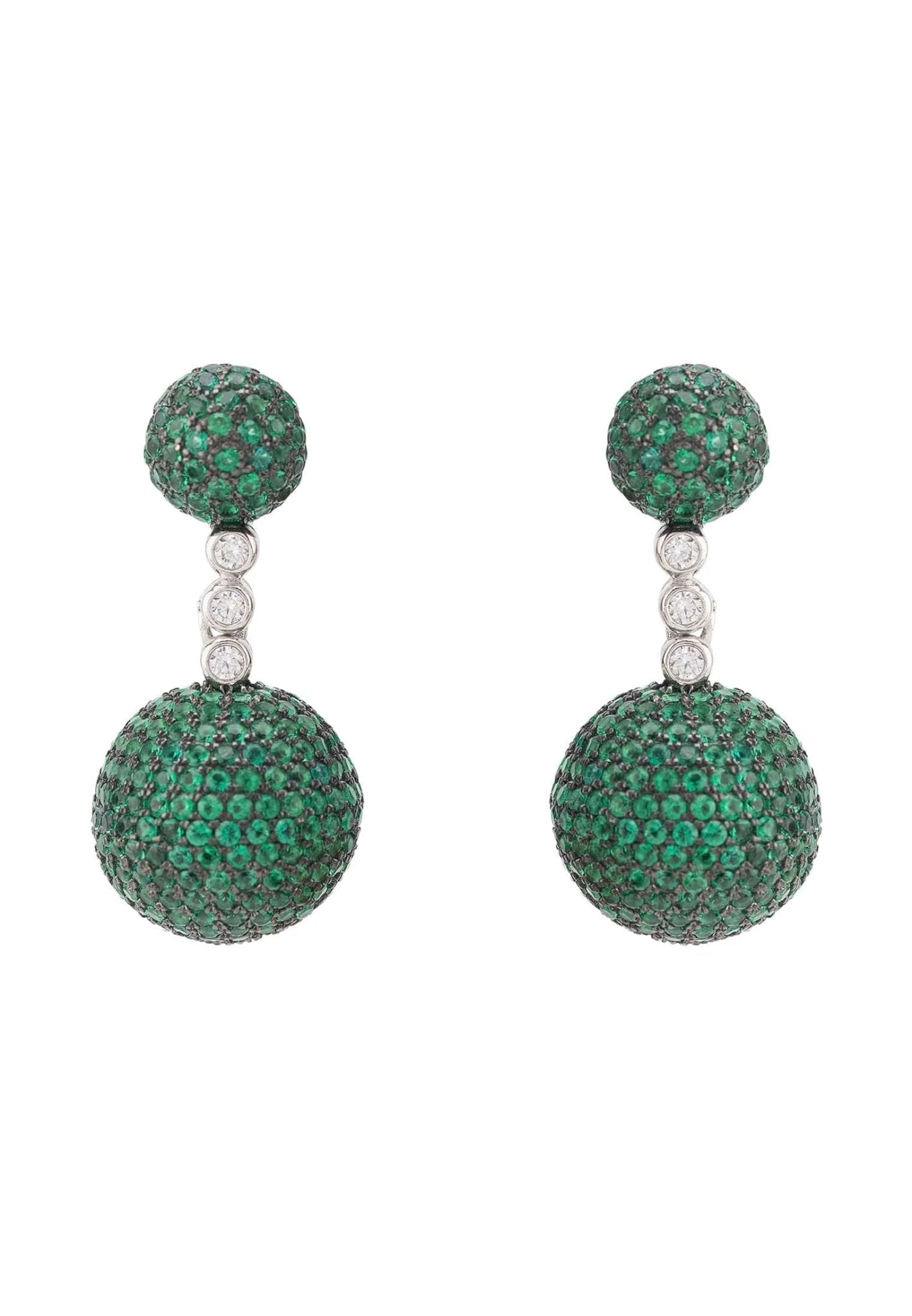 Latelita Monaco Sphere Drop Earrings Silver Emerald Green Cz 3 Latelita Monaco Sphere Drop Earrings Silver Emerald Green Cz