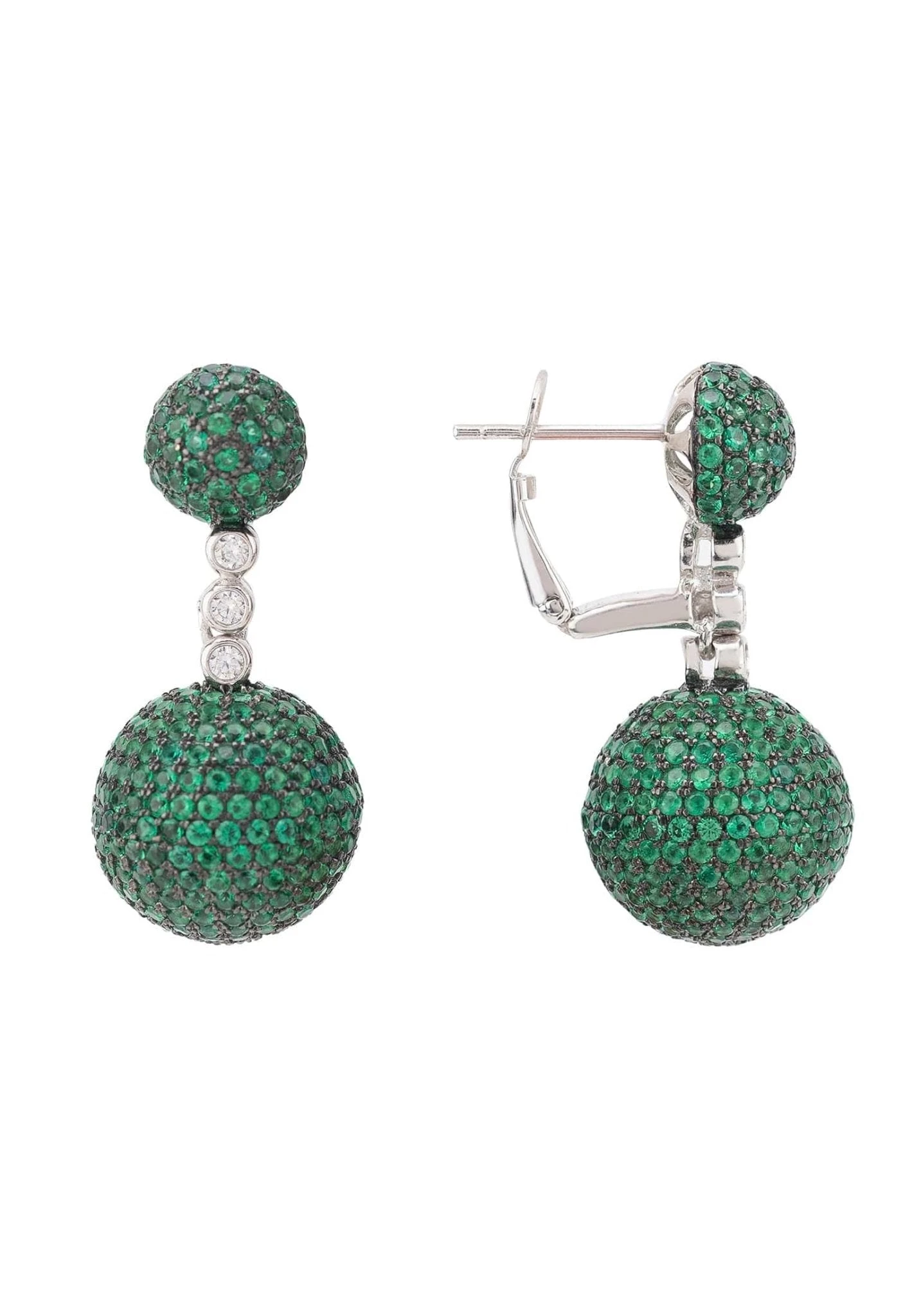 Latelita Monaco Sphere Drop Earrings Silver Emerald Green Cz 5 Latelita Monaco Sphere Drop Earrings Silver Emerald Green Cz - Image 3