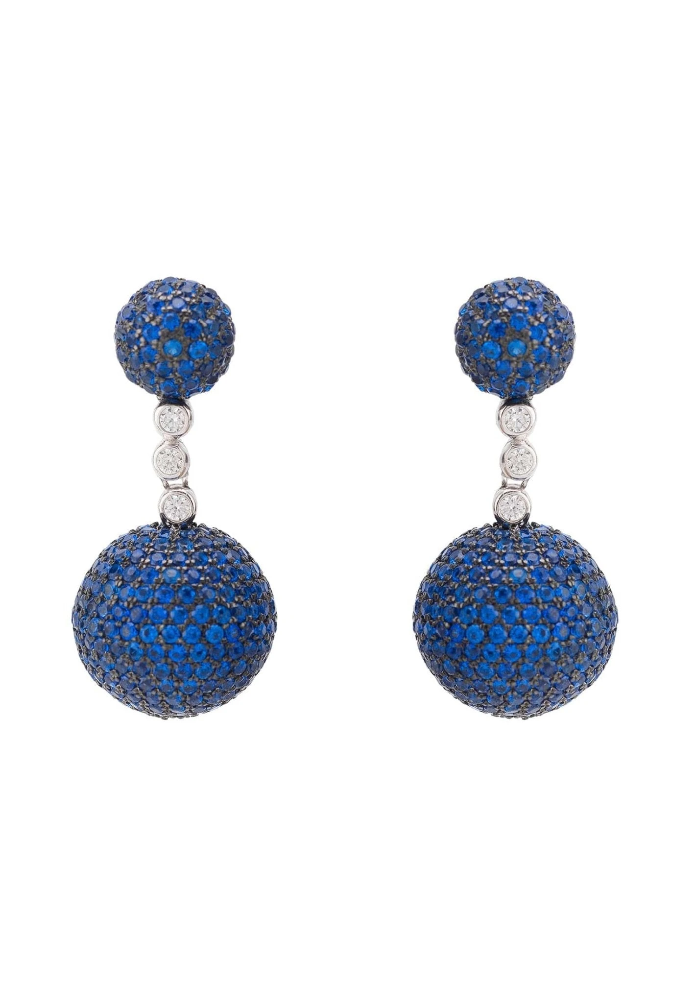 Latelita Monaco Sphere Drop Earrings Silver Sapphire Blue Cz 3 Latelita Monaco Sphere Drop Earrings Silver Sapphire Blue Cz