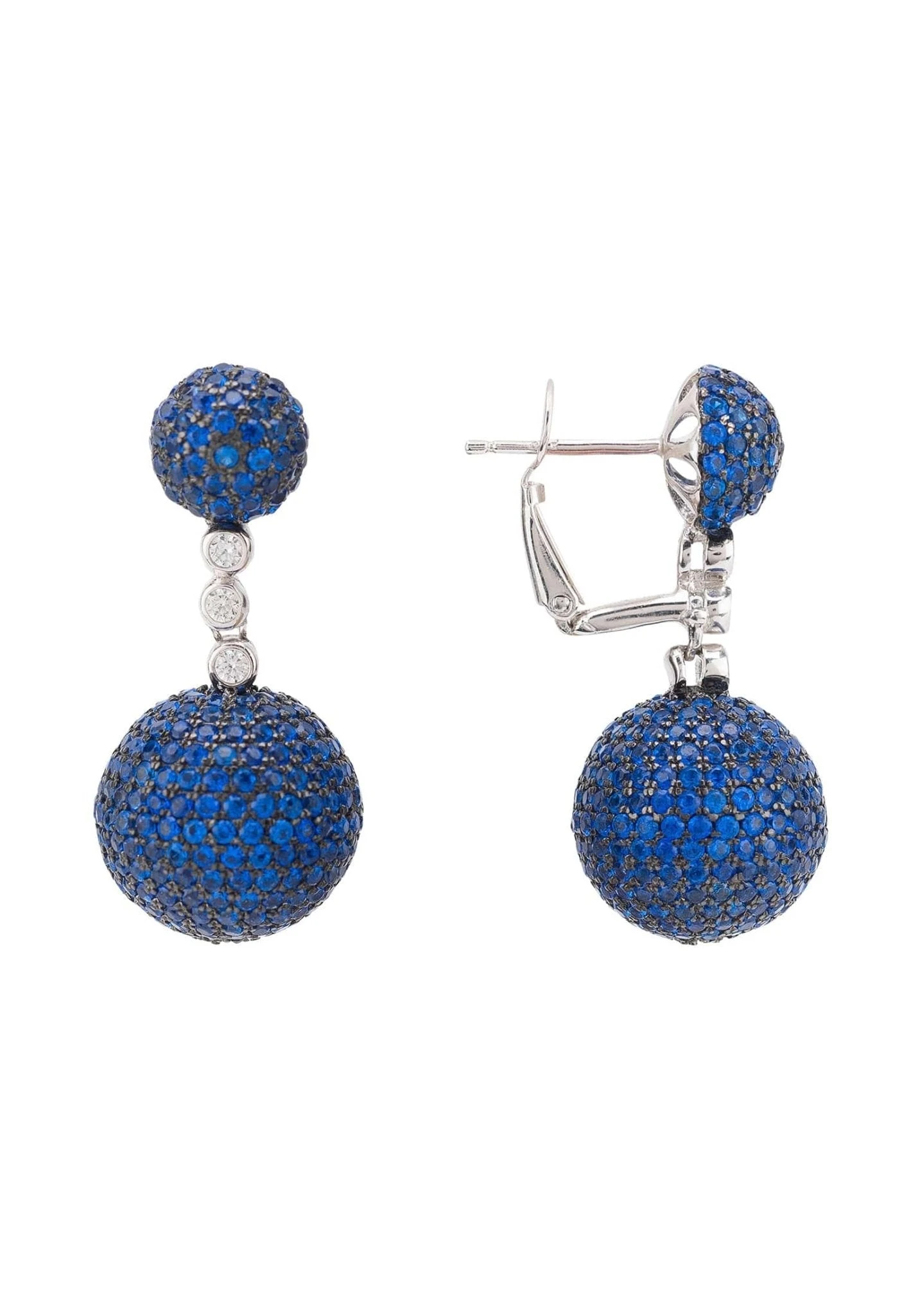Latelita Monaco Sphere Drop Earrings Silver Sapphire Blue Cz 5 Latelita Monaco Sphere Drop Earrings Silver Sapphire Blue Cz - Image 3