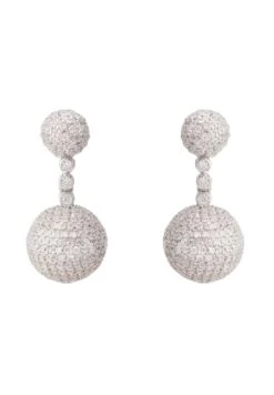 Latelita Monaco Sphere Drop Earrings Silver White Cz