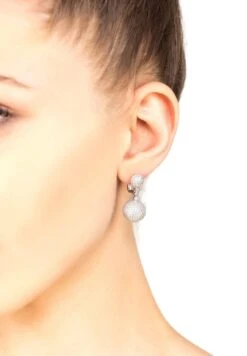 Latelita Monaco Sphere Drop Earrings Silver White Cz -Latelitla Store monaco sphere drop earrings silver white cz 593695