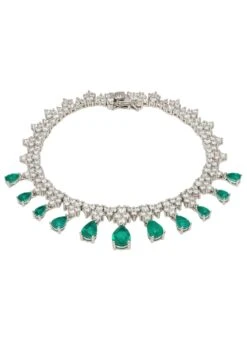 Latelita Monroe Gemstone Tennis Bracelet Colombian Emerald Silver