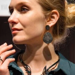 Latelita Monte Carlo Earrings Gold Black Zircon -Latelitla Store monte carlo earrings gold black zircon 528650