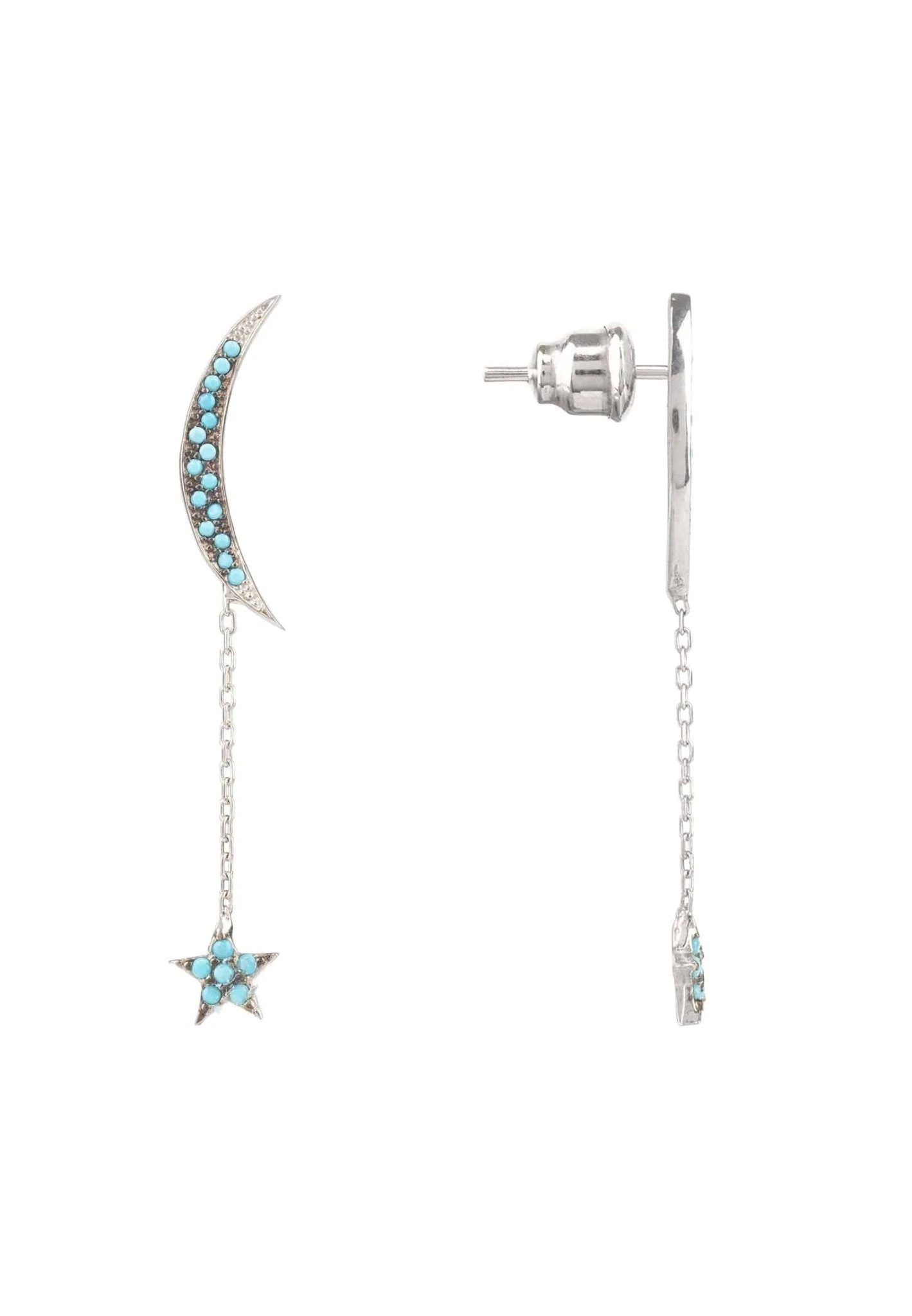 Latelita Moon & Star Drop Earrings Blue Turquoise Silver 5 Latelita Moon & Star Drop Earrings Blue Turquoise Silver - Image 3