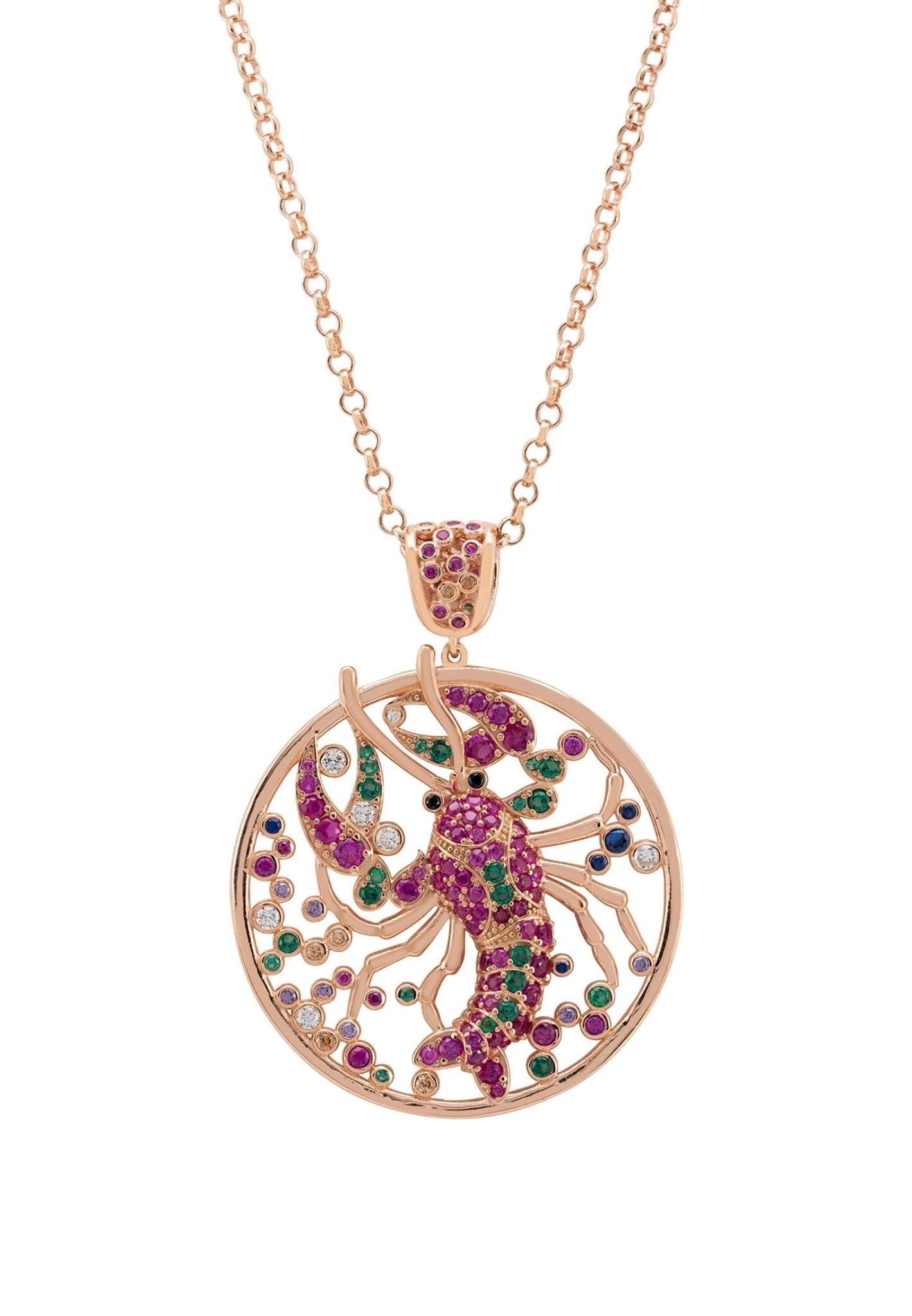 Latelita My Lobster Pendant Necklace Rosegold Pink 3 Latelita My Lobster Pendant Necklace Rosegold Pink
