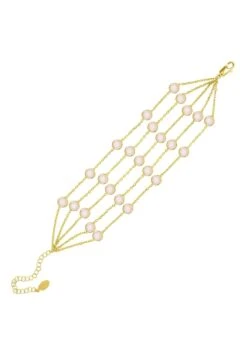 Latelita Naples Statement Gemstone Bracelet Gold Rose Quartz