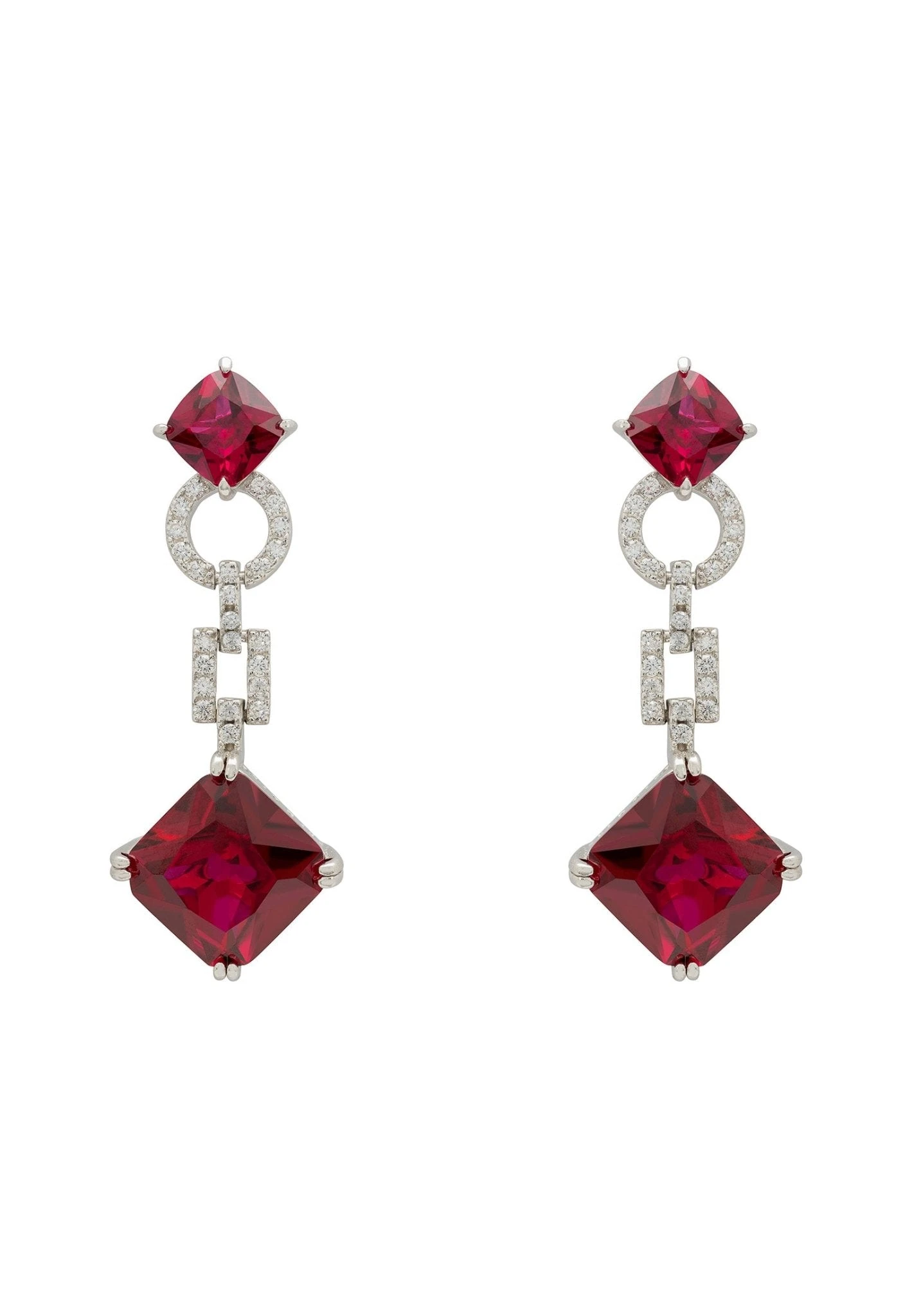 Latelita Noor Ruby Drop Earrings Silver 3 Latelita Noor Ruby Drop Earrings Silver